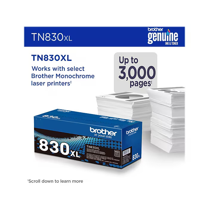 Brother TN830XL OEM Black High Yield Laser Printer Toner Cartridge TN830XL New