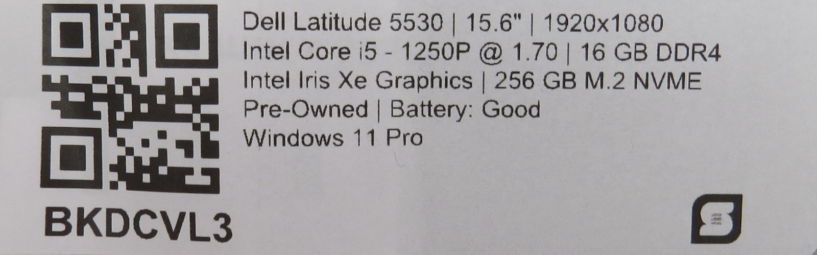 Dell Latitude 5530 i5-1250P @ 1.70GHz 16GB DDR4 256GB NVME Win11 Pro