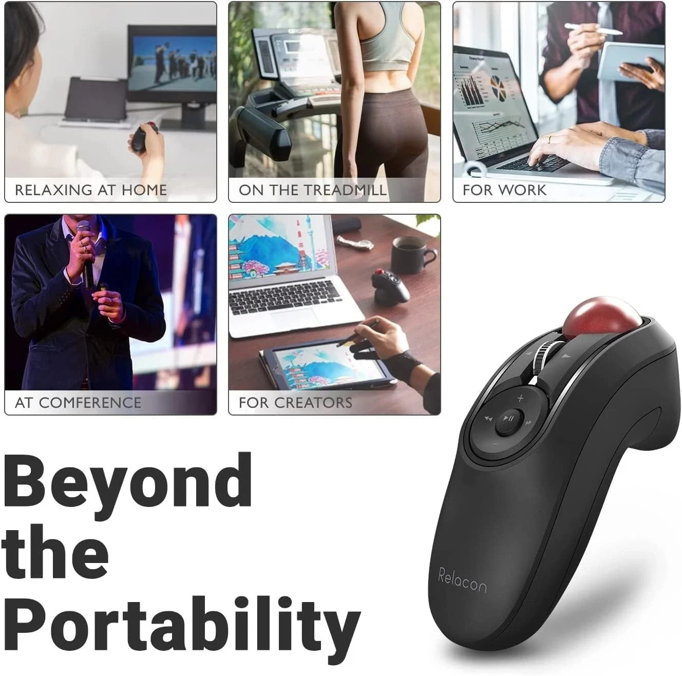 ELECOM Relacon Wireless Mouse with Receiver Handheld Trackball Media Control