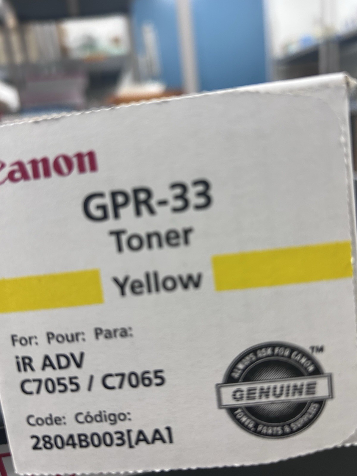 Canon GPR-33 Laser Toner Cartridge – Yellow (CNM2804B003AA)
