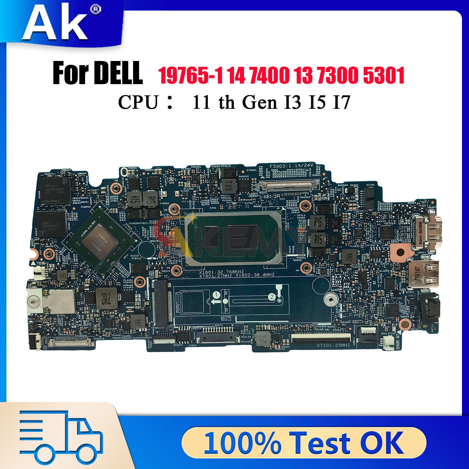 19765-1 Mainboard For Dell Inspiron 7400 7300 Vostro 5301 0X49H6 with i3 i5 i7