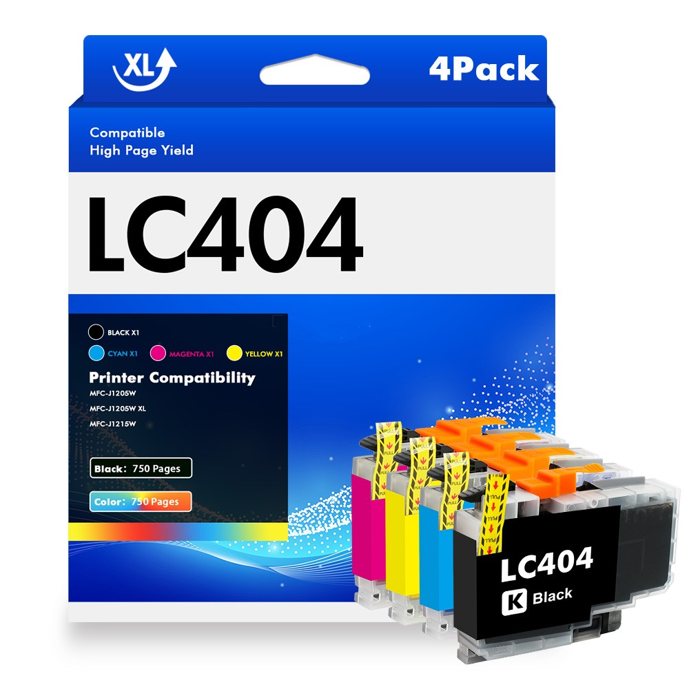 4 Pack LC-404 LC404 Ink Cartridges Compatible For Brother MFC-J1215W MFC-J1205W
