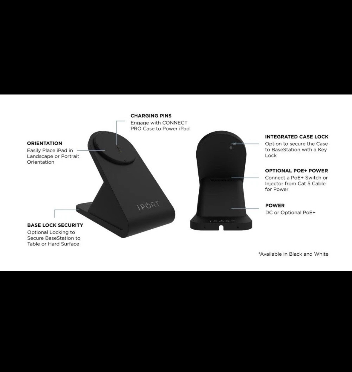 iPort CONNECT PRO BaseStation Docking Station Black Lockable Charging Pins 72352
