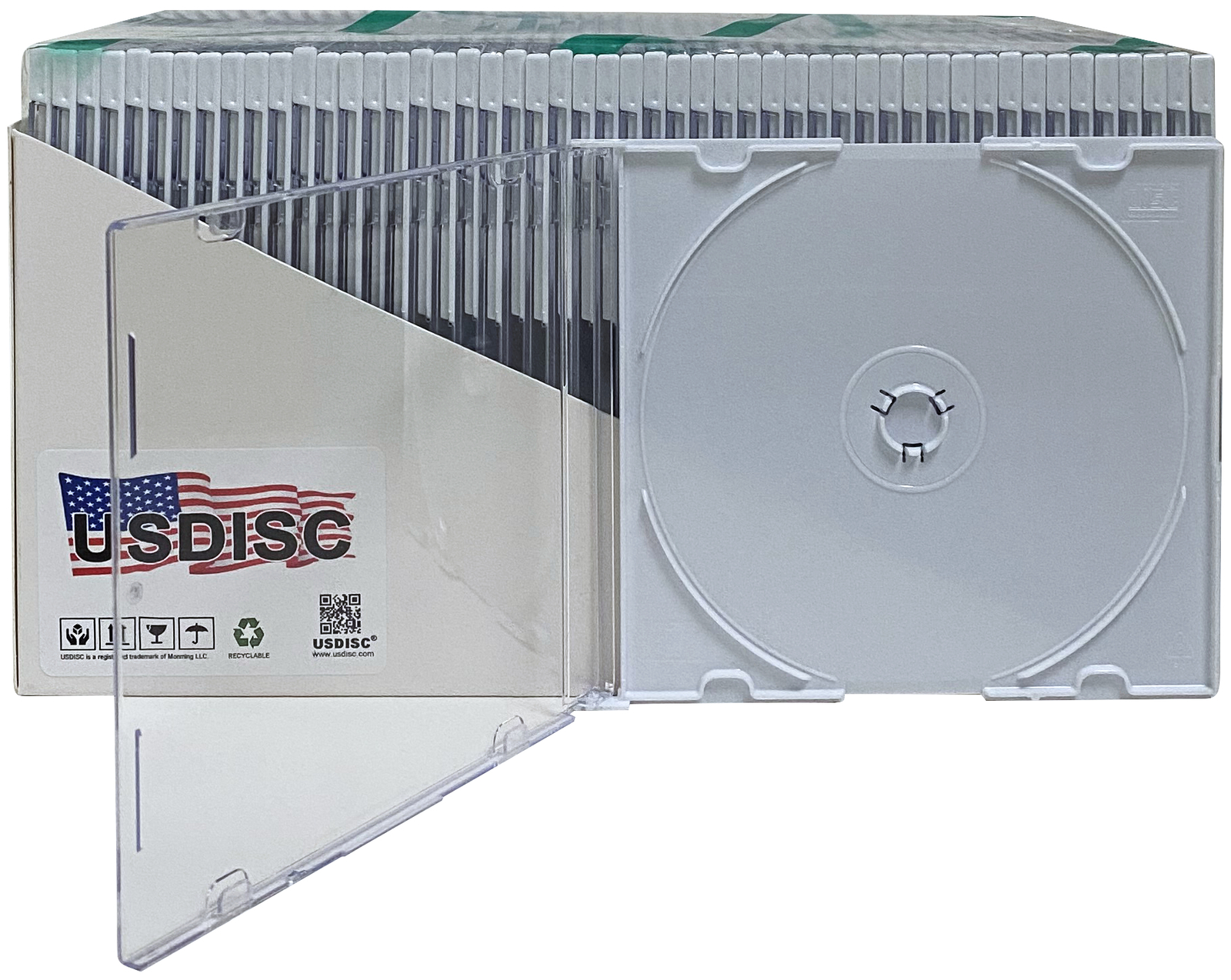 USDISC CD Jewel Cases Slimline 5.2mm, Single 1 Disc (White) Lot