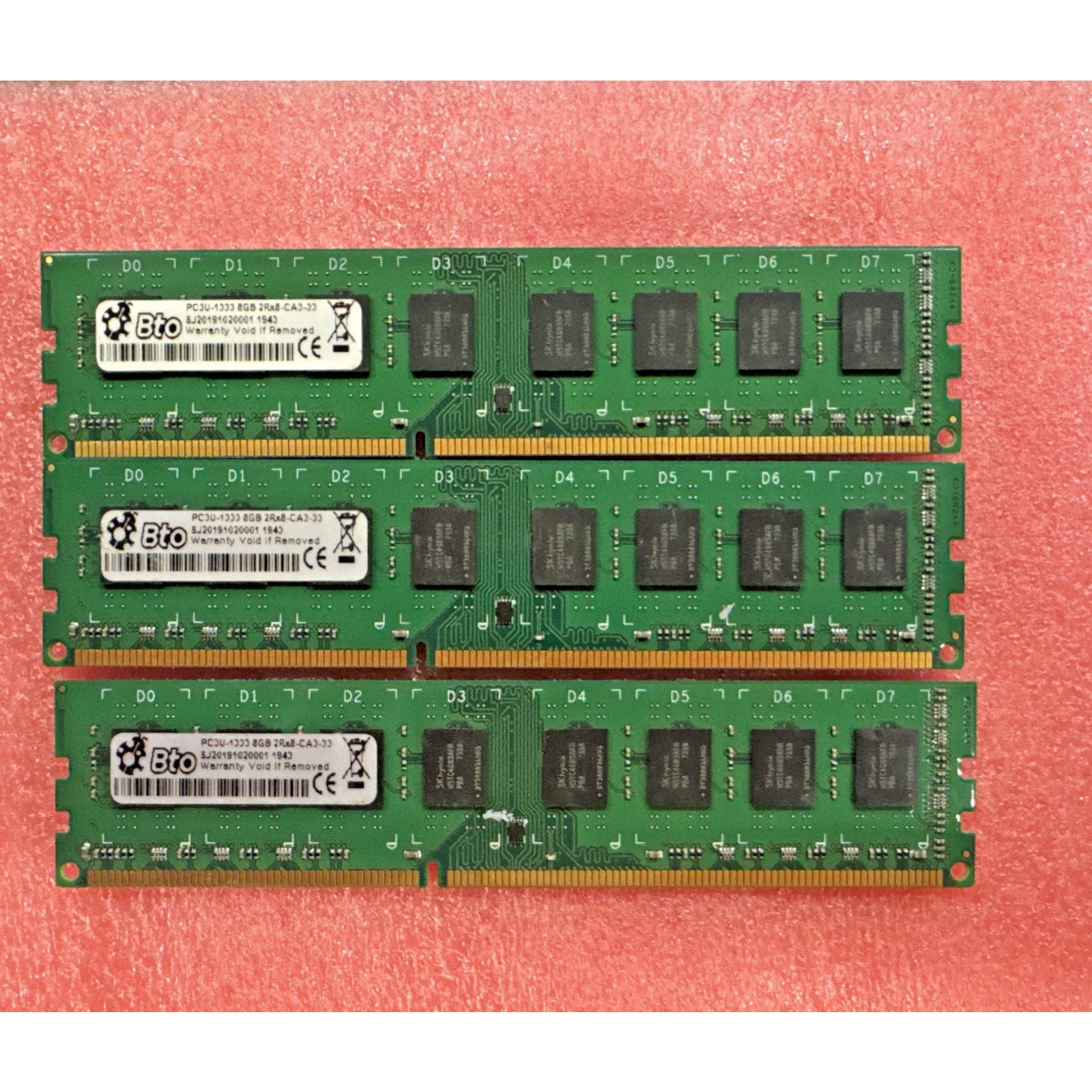 3pcs 8GB RAM BTO PC3U-1333 8GB 2Rx8 CA3-33 RAM SJ20191020001 bin8