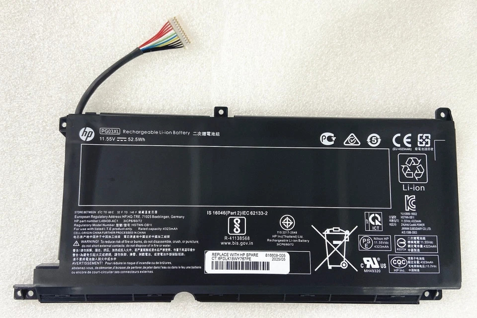 Genuine 52.5Wh PG03XL Battery For HP Pavilion Gaming 15-DK HSTNN-OB1I L48430-AC1