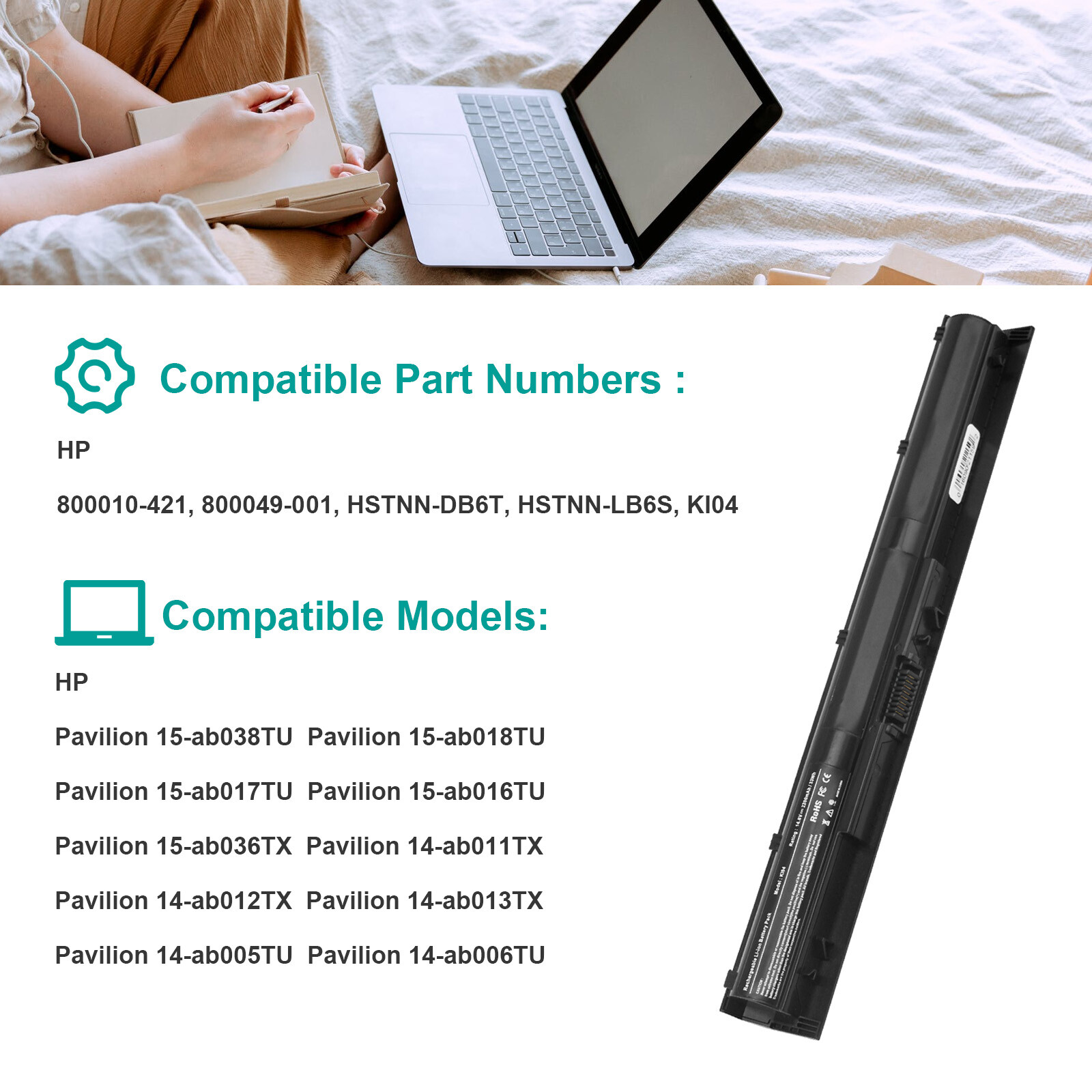 KI04 Battery For HP Pavilion 17-g121wm 17-g122ds 17-g119dx 17-g113dx 17-g102tx