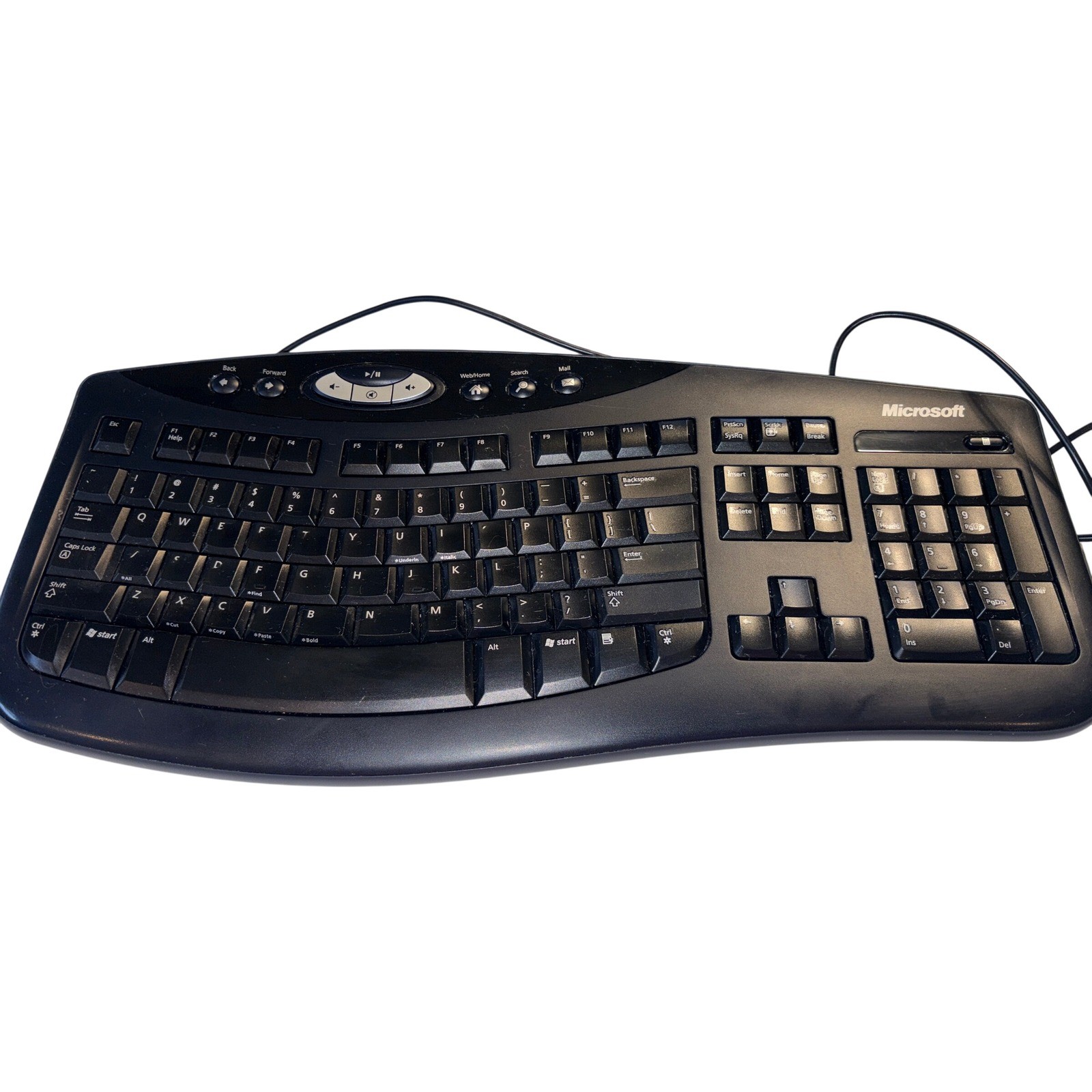 Microsoft Comfort Curve Keyboard 2000 v1.0 Model 1047 Black Wired USB Ergonomic