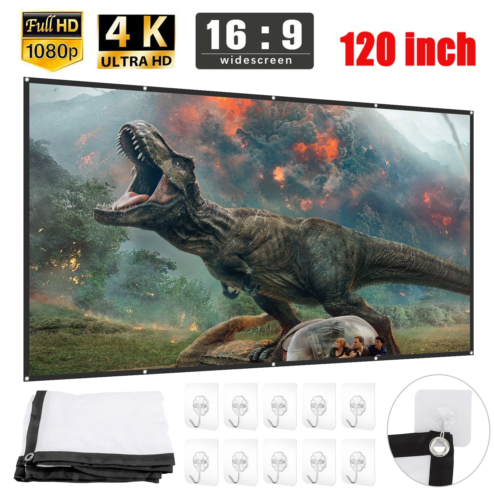 120 inch Portable Foldable Projector Screen 16:9 HD Outdoor Home Cinema Theater