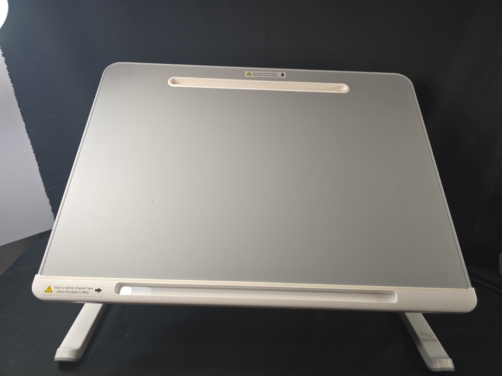 SAIJI Laptop Bed Tray Desk, Adjustable PVC Leather Computer Bed Table