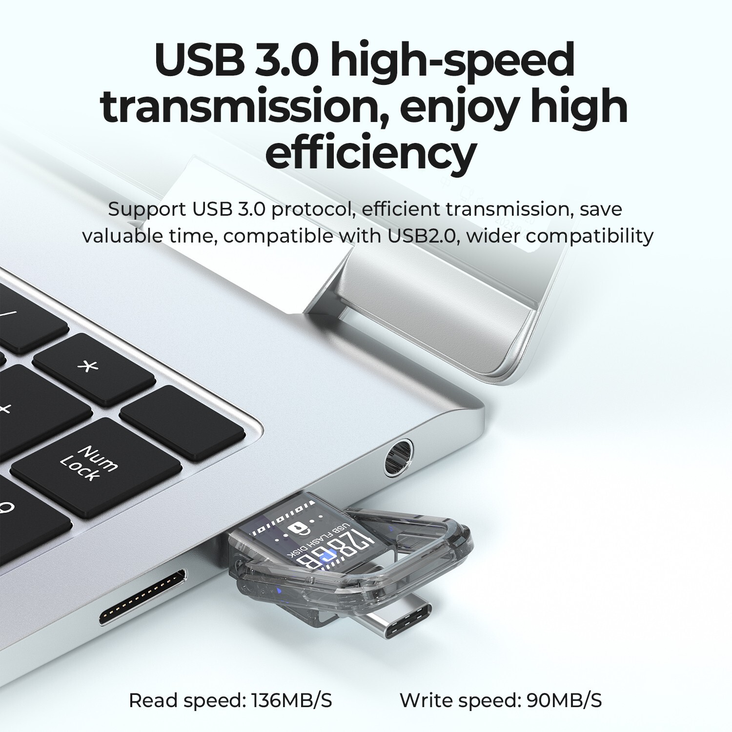 Newmine Viefong Encrypted USB C Flash Drive 128 GB for cellphone and PC