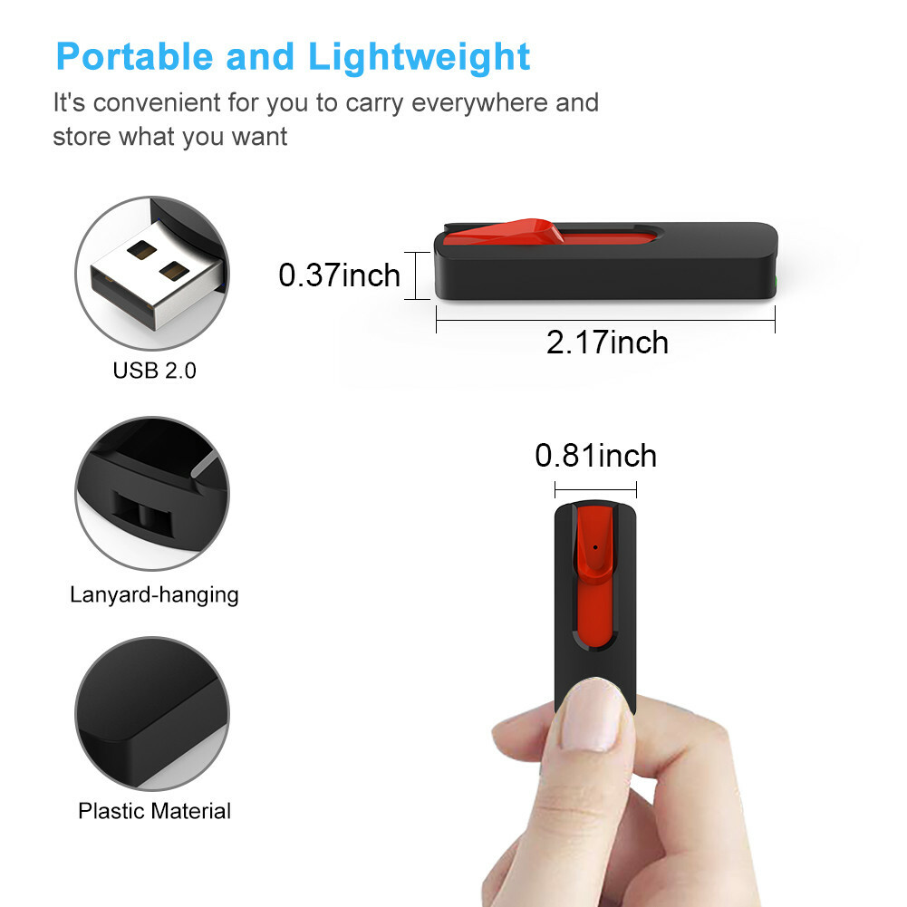 Kootion 5/10pcs USB 2.0 Retractable USB Flash Drive Memory Stick 1GB 2GB 4GB 8GB