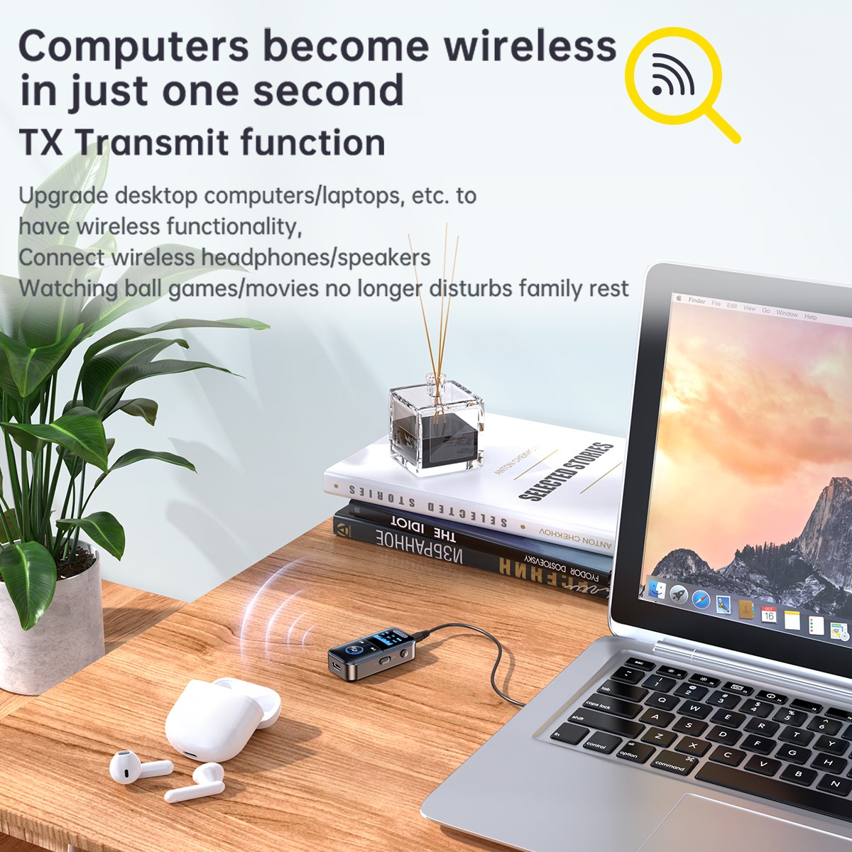 USB Bluetooth 5.4 Transmitter Receiver 4in1 Wireless Audio 3.5mm Aux Car Adapter