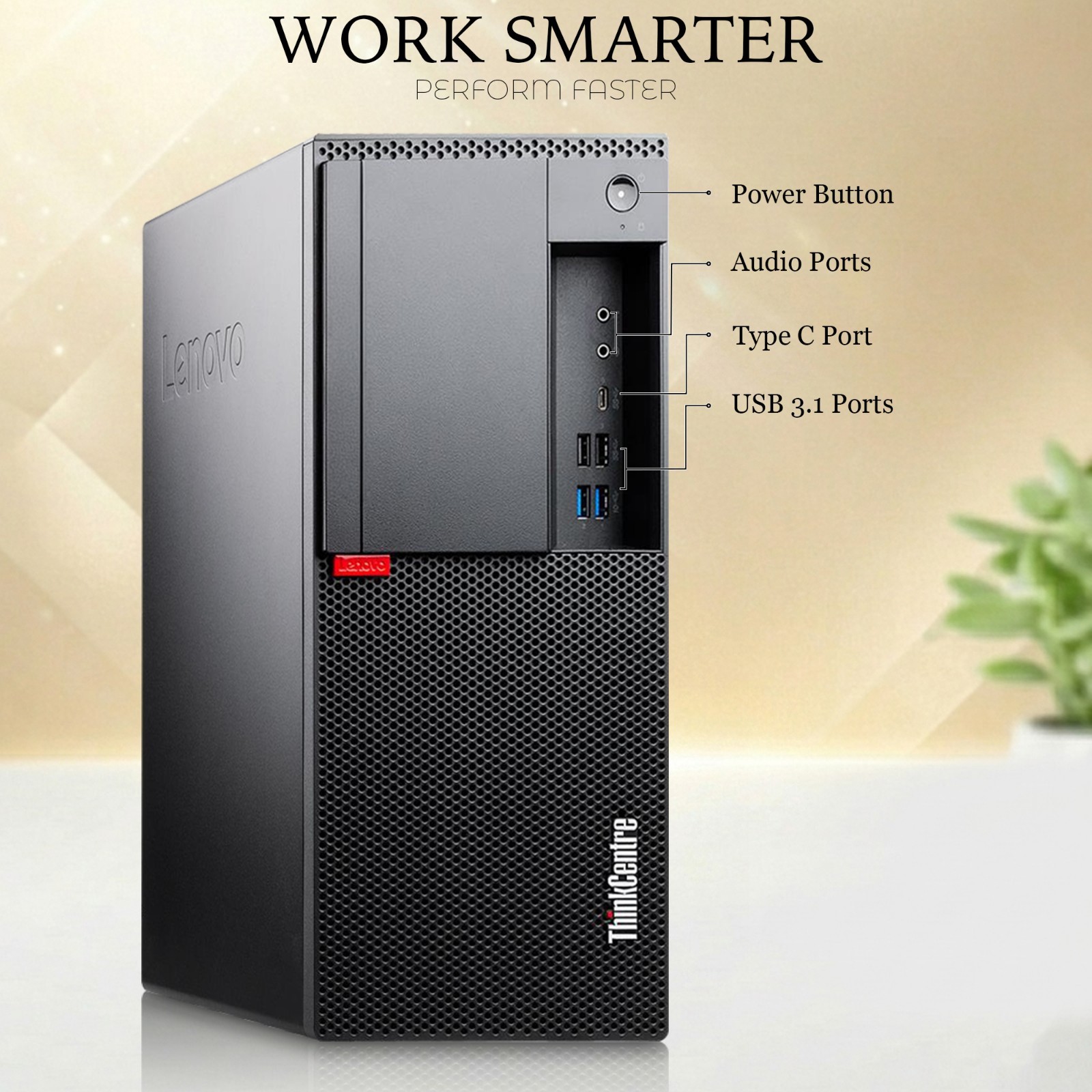 Lenovo M720t Desktop Tower PC i5-8th 32GB RAM 1TB SSD 500GB HDD 24” LED WiFi W11
