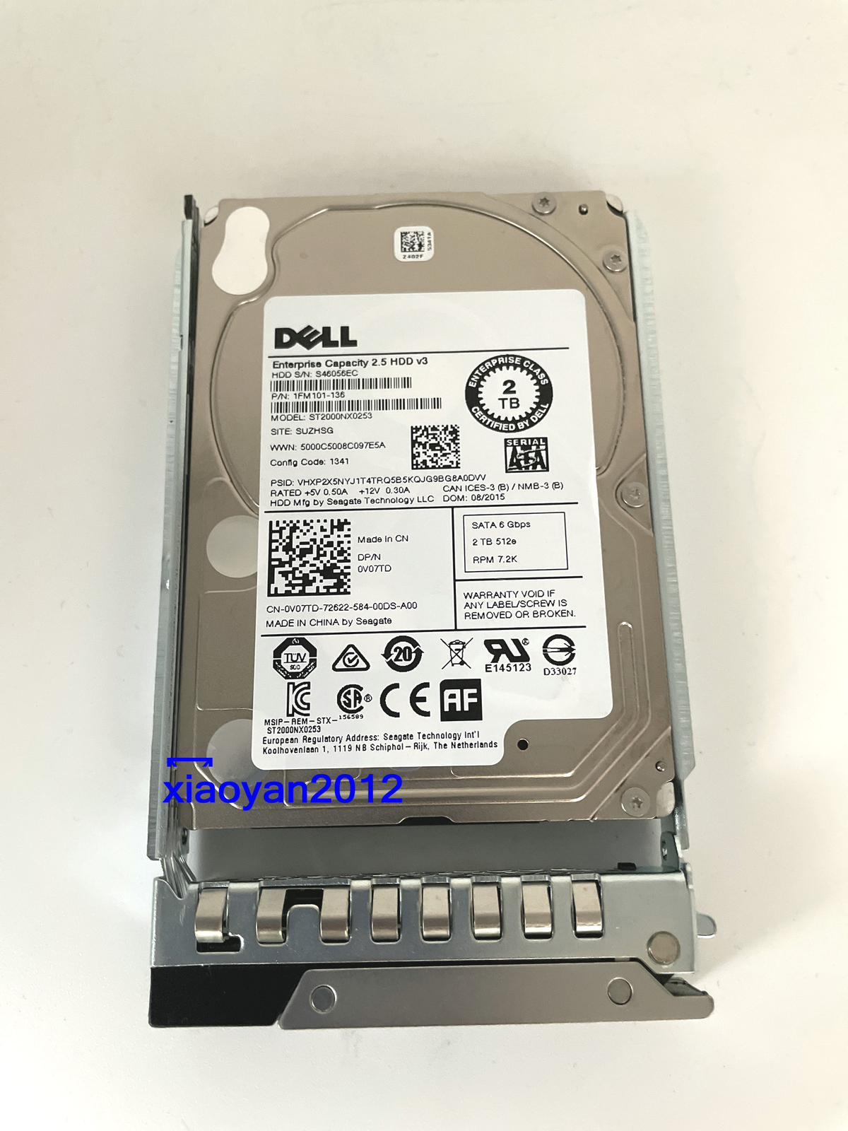 DELL 0V07TD ST2000NX0253 2T SATA 7.2K 2.5 inch 128M server hard disk w/Tray