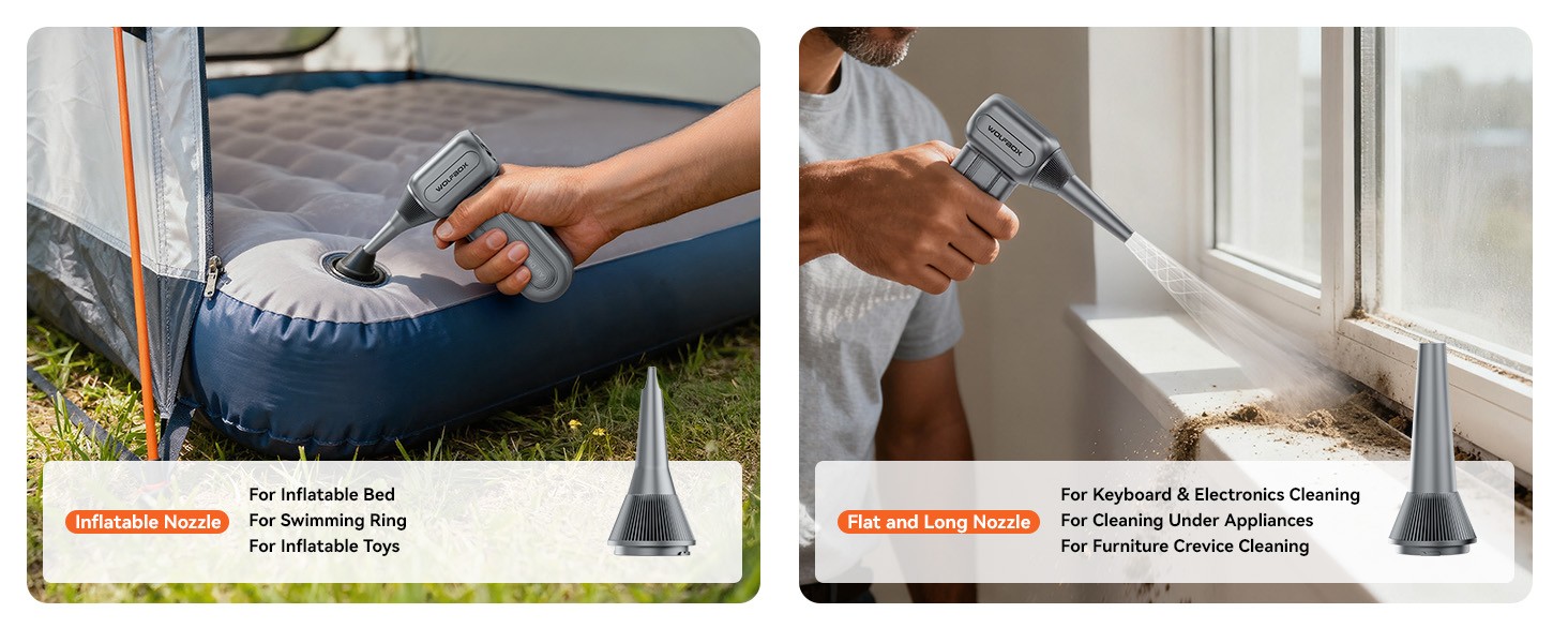 WOLFBOX DF60 110000RPM Compressed Air Duster 3-Speed w/ 5 Nozzles, Fast Charging