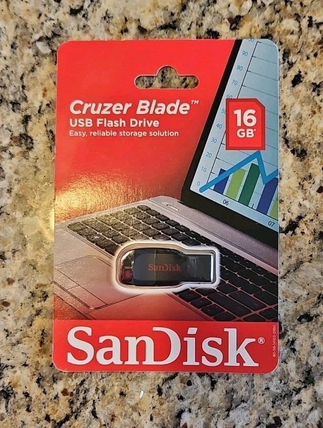 SanDisk CZ50 16GB USB Flash Drive Cruzer Blade SDCZ50-016G-AW46S