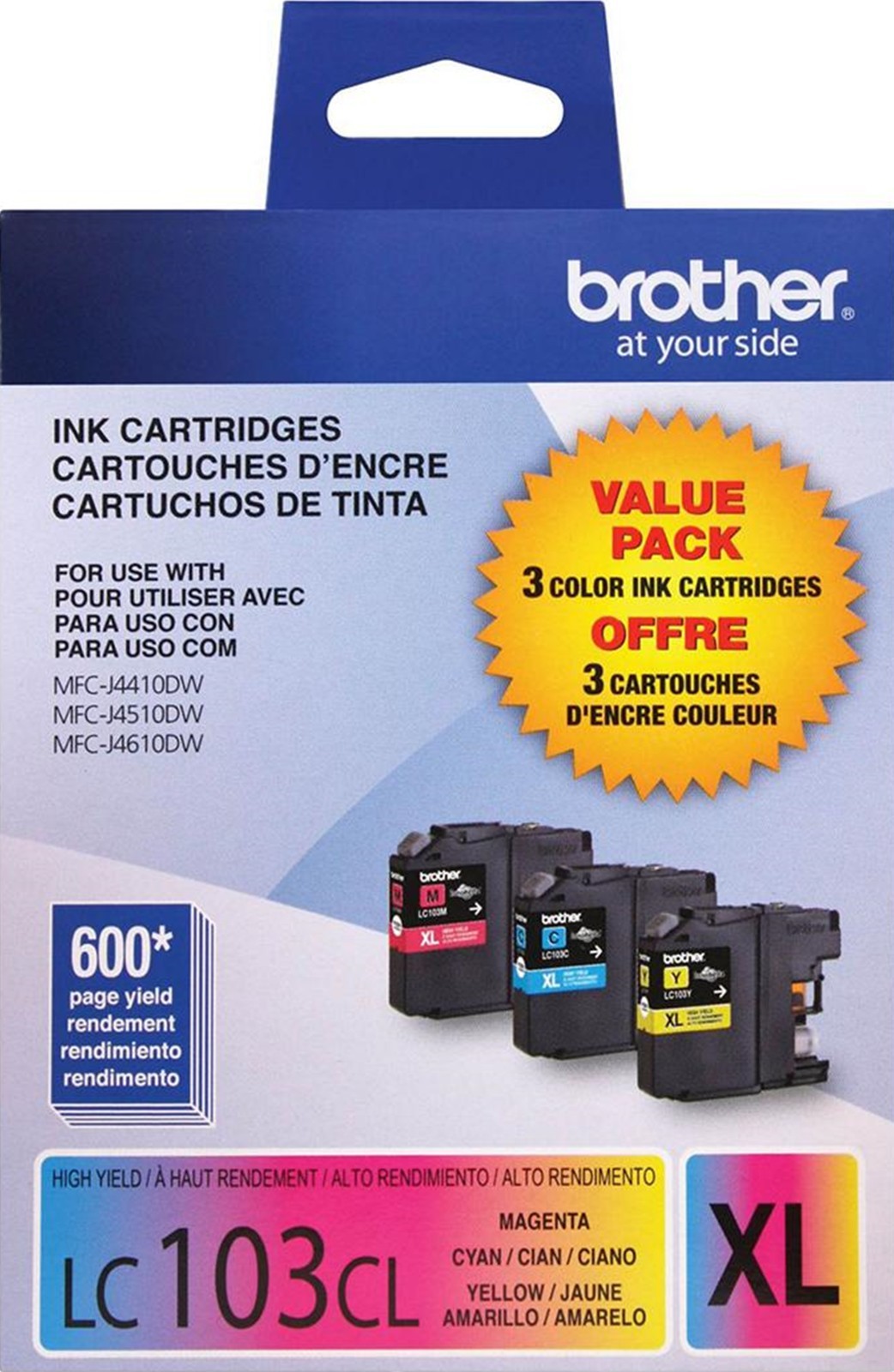 New Genuine Brother LC103XL Color 3PK Ink Cartridge DCP-J152W, MFC-J245