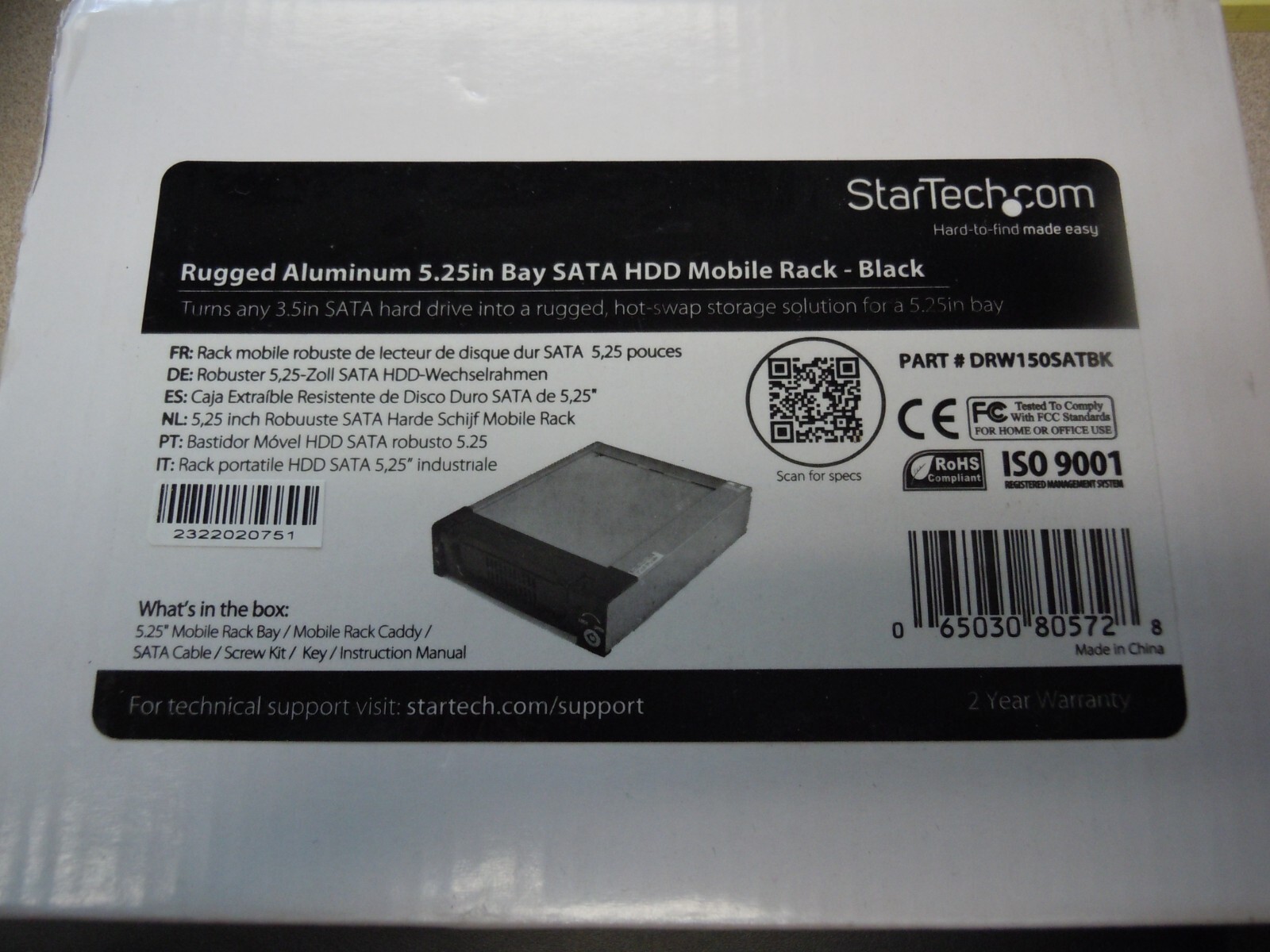 StarTech Aluminum Black SATA Hard Drive Drawer Storage mobile rack DRW150SATBK