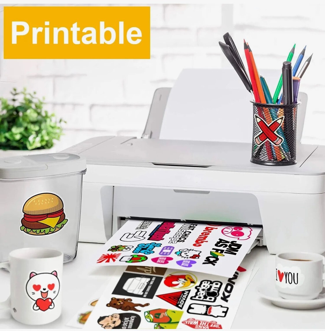 SIHL Premium Printable Glossy Vinyl Sticker Paper for Inkjet 75 Sheets 8.5″x11″