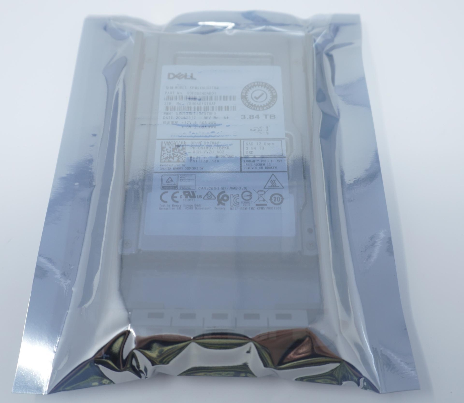 91W3V Dell 3.84TB SAS 2.5″ 12G MU SSD KPM5XVUG3T84 For Server R230 R330 R430