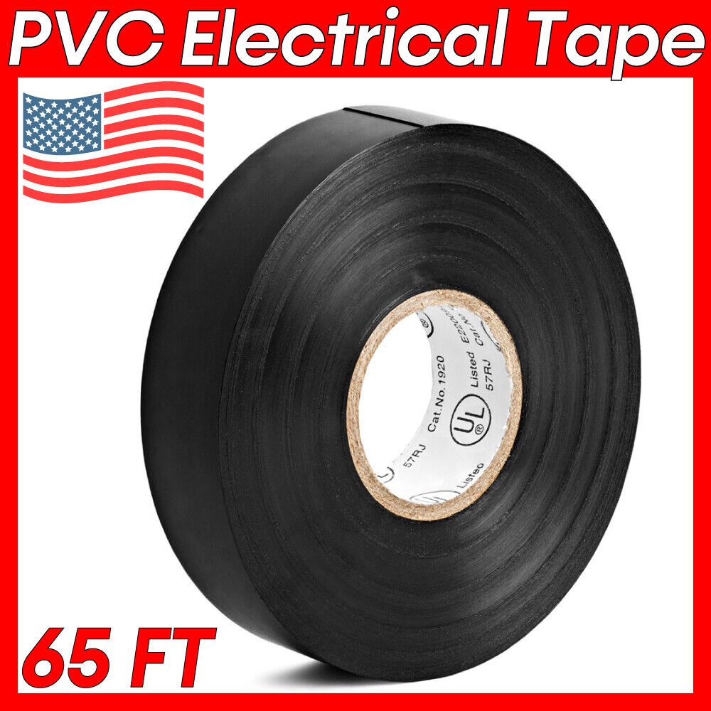 3/4″ Wide Black Insulated Tape 65 FT PVC Electrical Tape Roll Indoor Outdoor Use