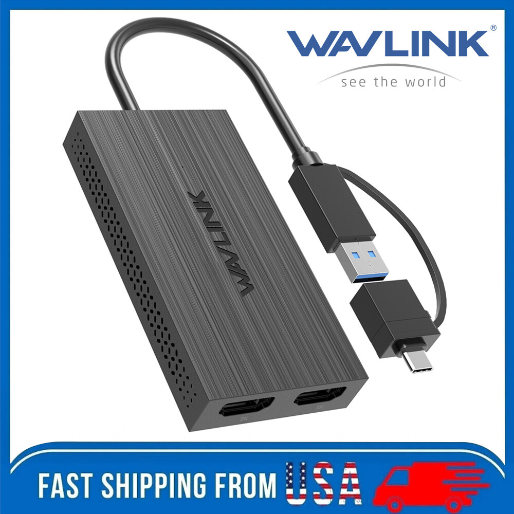 Wavlink USB 3.0 to HDMI Display Adapter USB A or USB C to HDMI for Dual Monitors