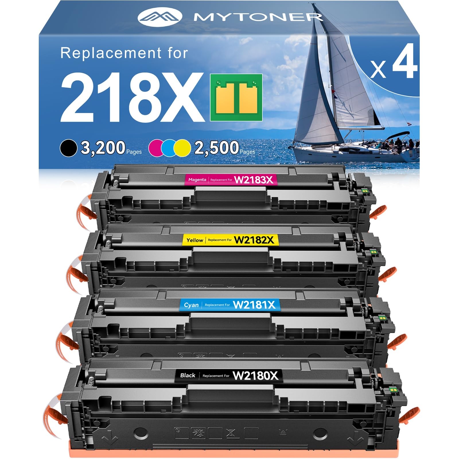 MYTONER 218X 4-Pack Toner w/ Chip for HP LaserJet Pro 3301fdw 3201dw 3301cdw