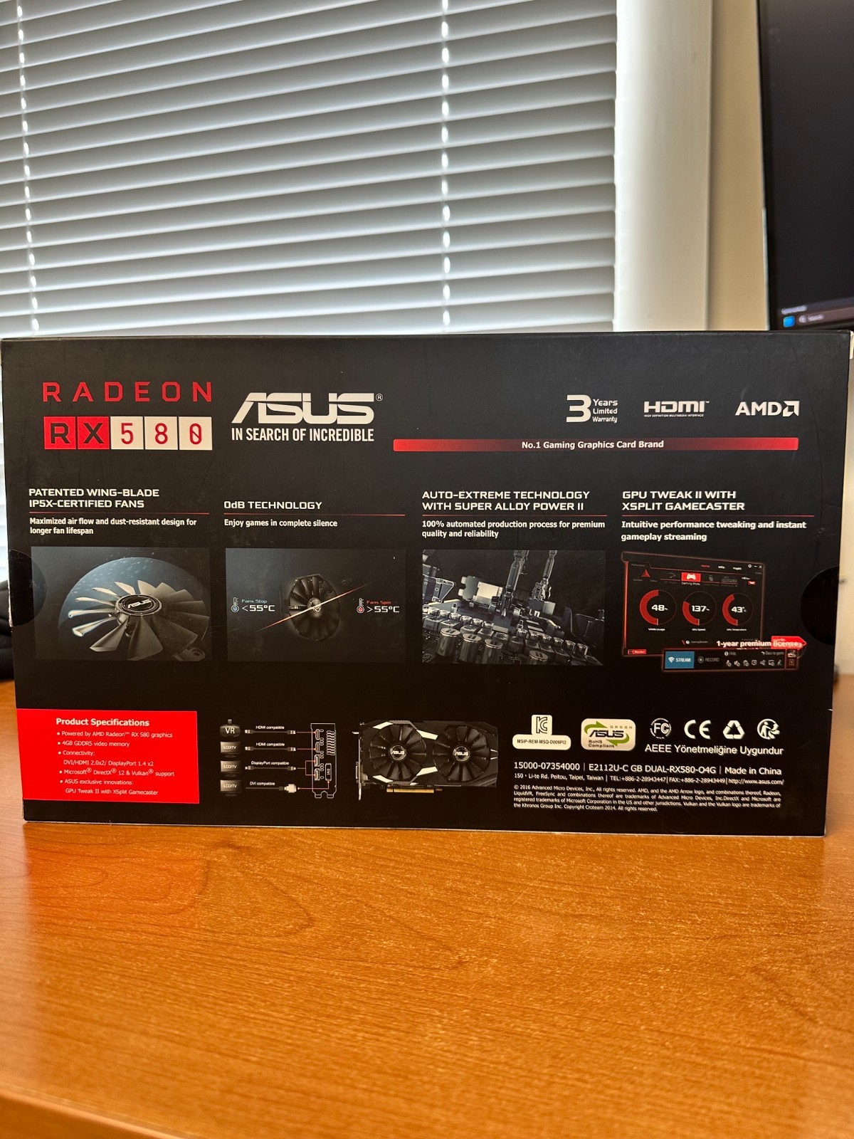 ASUS AMD Radeon RX 580 4GB GDDR5 Graphics Card (DUAL-RX580-O4G)