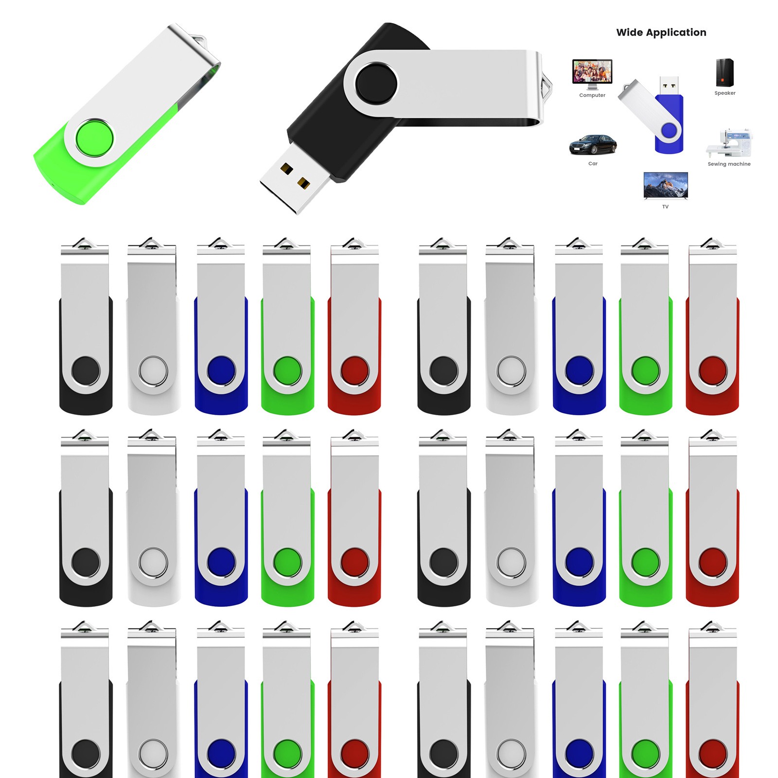 Lot of 100 1GB Swivel USB Flash Drive Folding Memory Stick Pen Drive U Disk