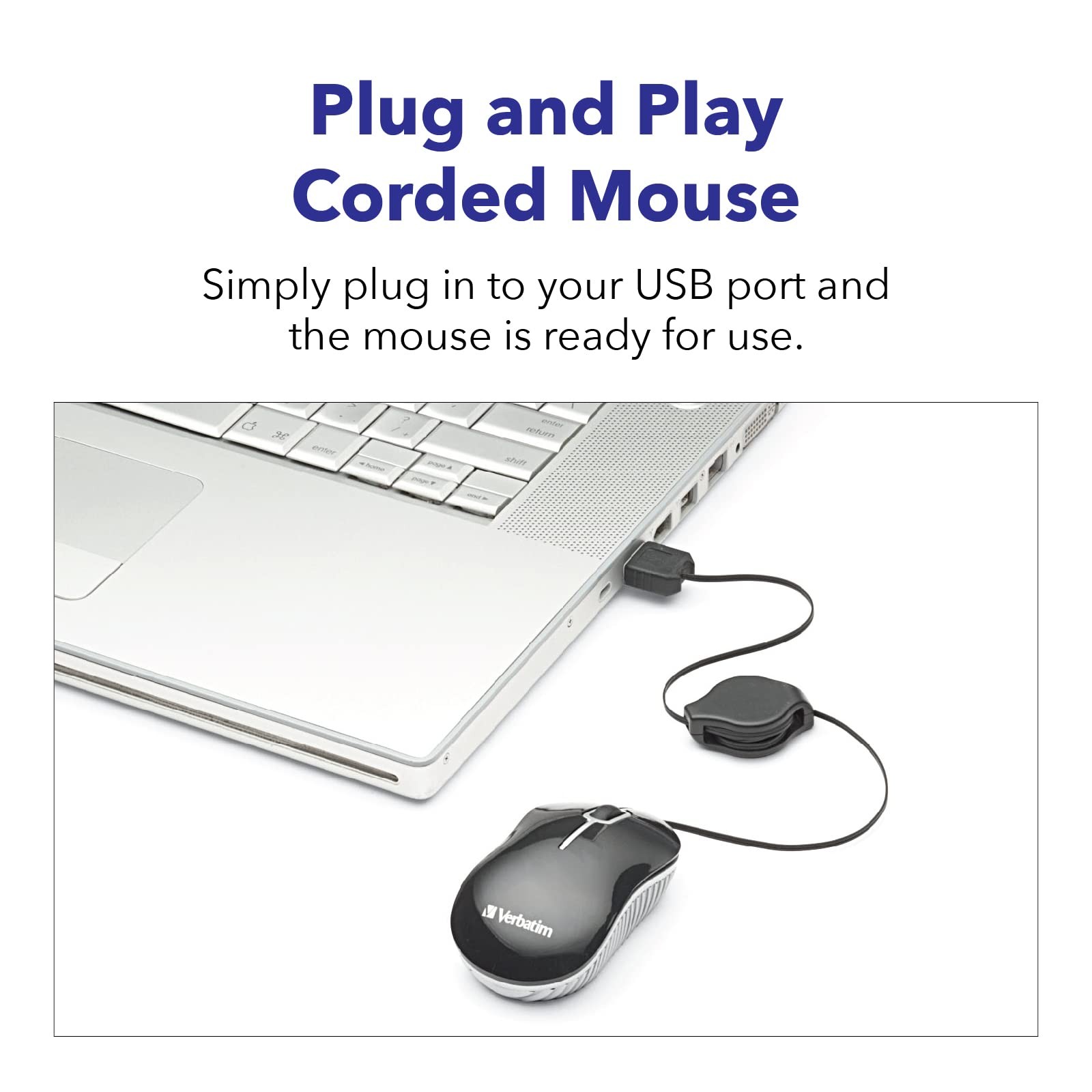 Verbatim Wired Optical Computer Mini USB-A Mouse – Plug & Play Mini, BLUE