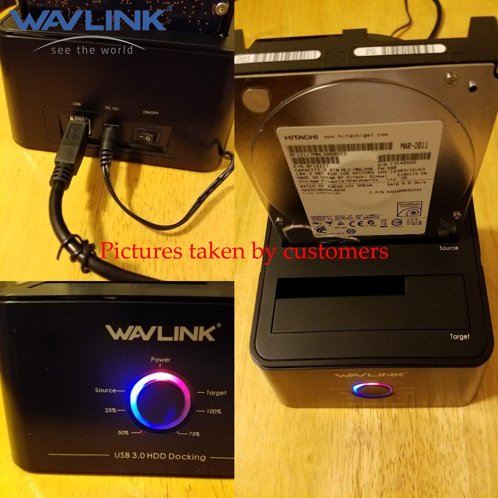 2.5/3.5″ HDD/SSD Hard Drive Enclosure SATA External Dual-Bay Dock USB A/C Reader