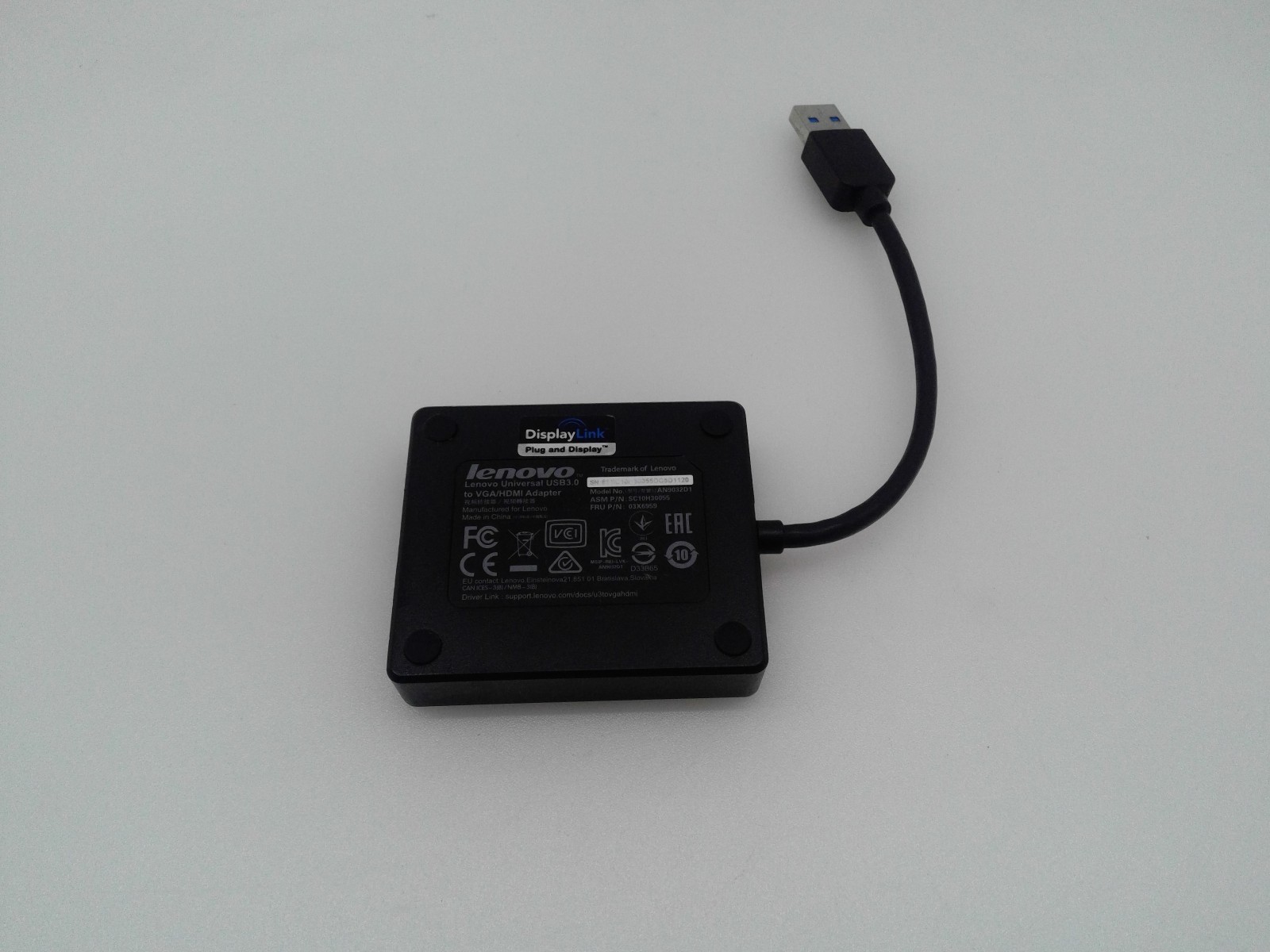Genuine Lenovo AN9032D1 USB 3.0 TO VGA HDMI Video Adapter Black 03X5969
