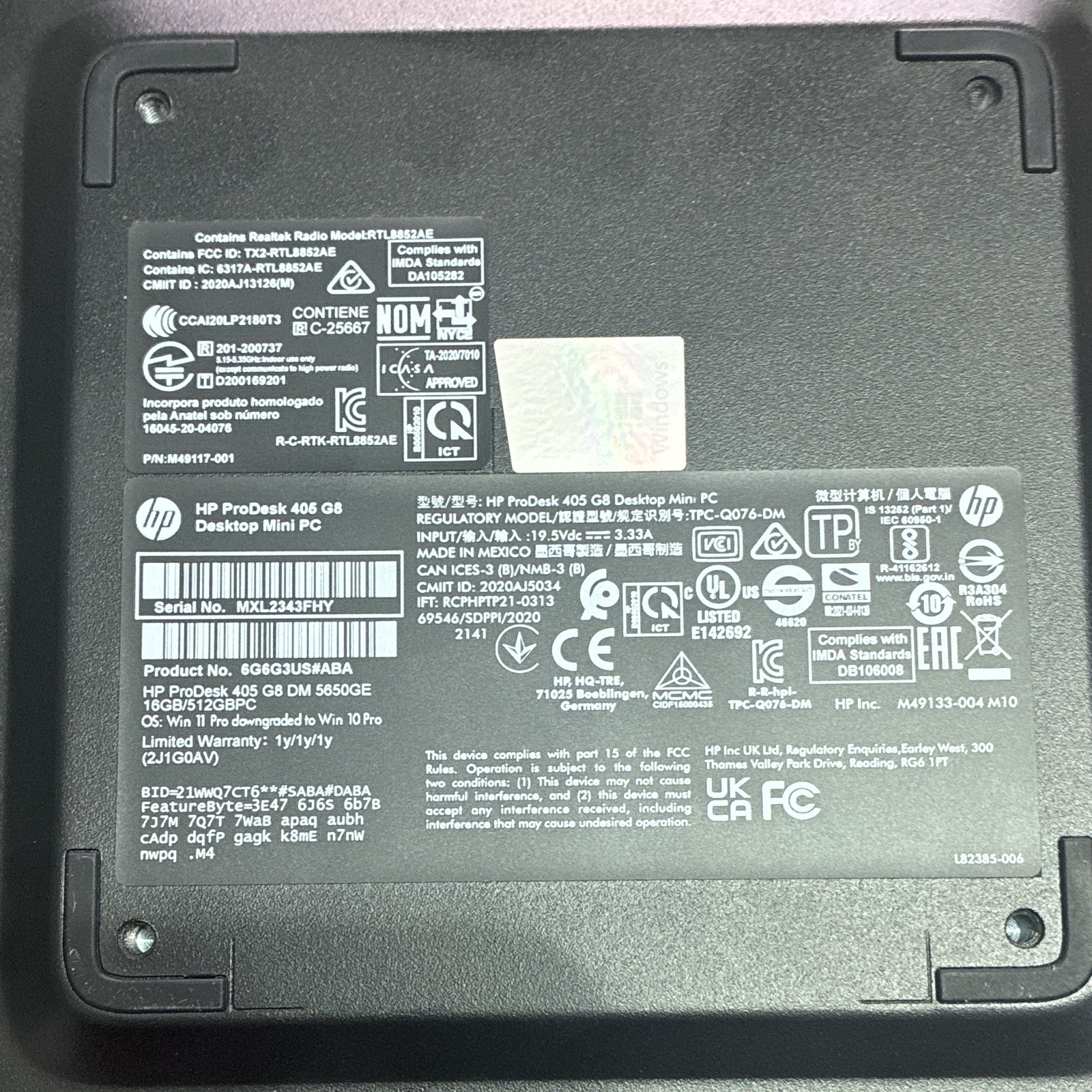 HP ProDesk 406 G8 Mini Desktop i5-10500T 16GB 512GB SSD Win10 Pro WiFi Black