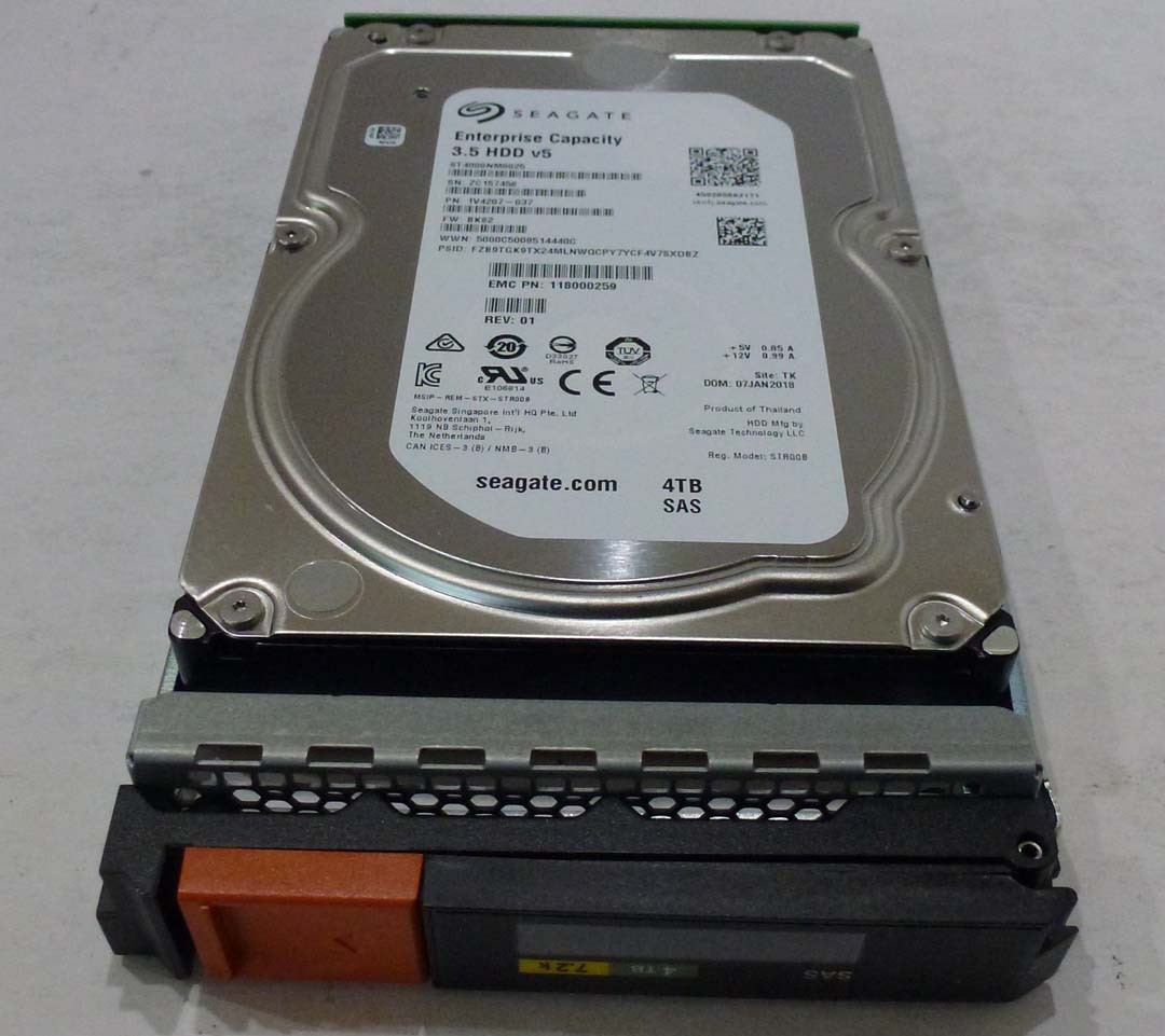 EMC 005052090 4TB 7.2K SAS 12Gb DataDomain 6300 6800 Hard Disk, ST4000NM0025
