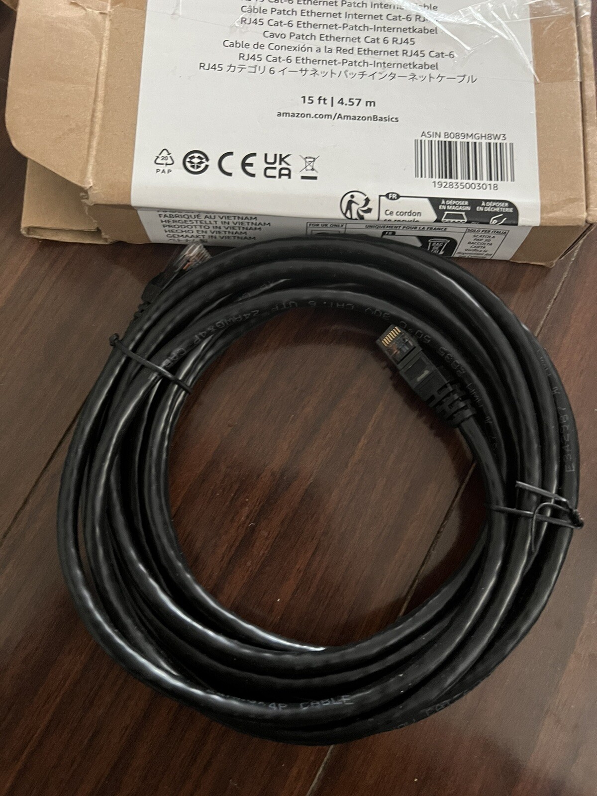 RJ45 Cat 6 Ethernet Patch Cable, 10Gpbs High-Speed Cable, 250Mhz, Snagless, 15 F