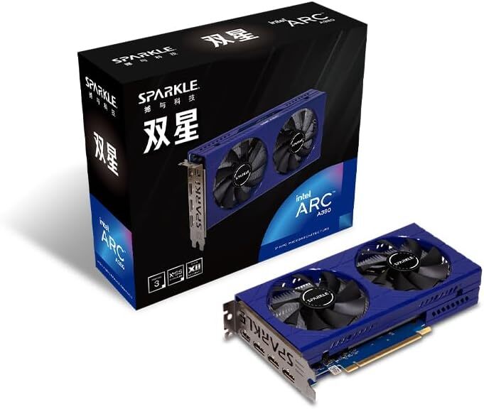 Sparkle Intel Arc A380 Twin Graphics Card, Gaming GPU 6GB GDDR6 Dual-Fan