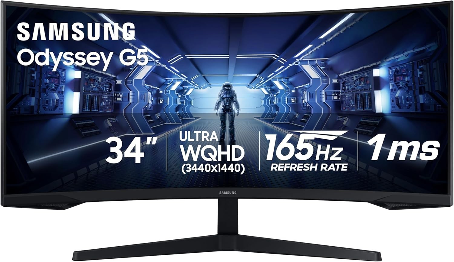 SAMSUNG 34″ Odyssey G5 Ultra-Wide Gaming Monitor Curved LC34G55TWWNXZA – Black