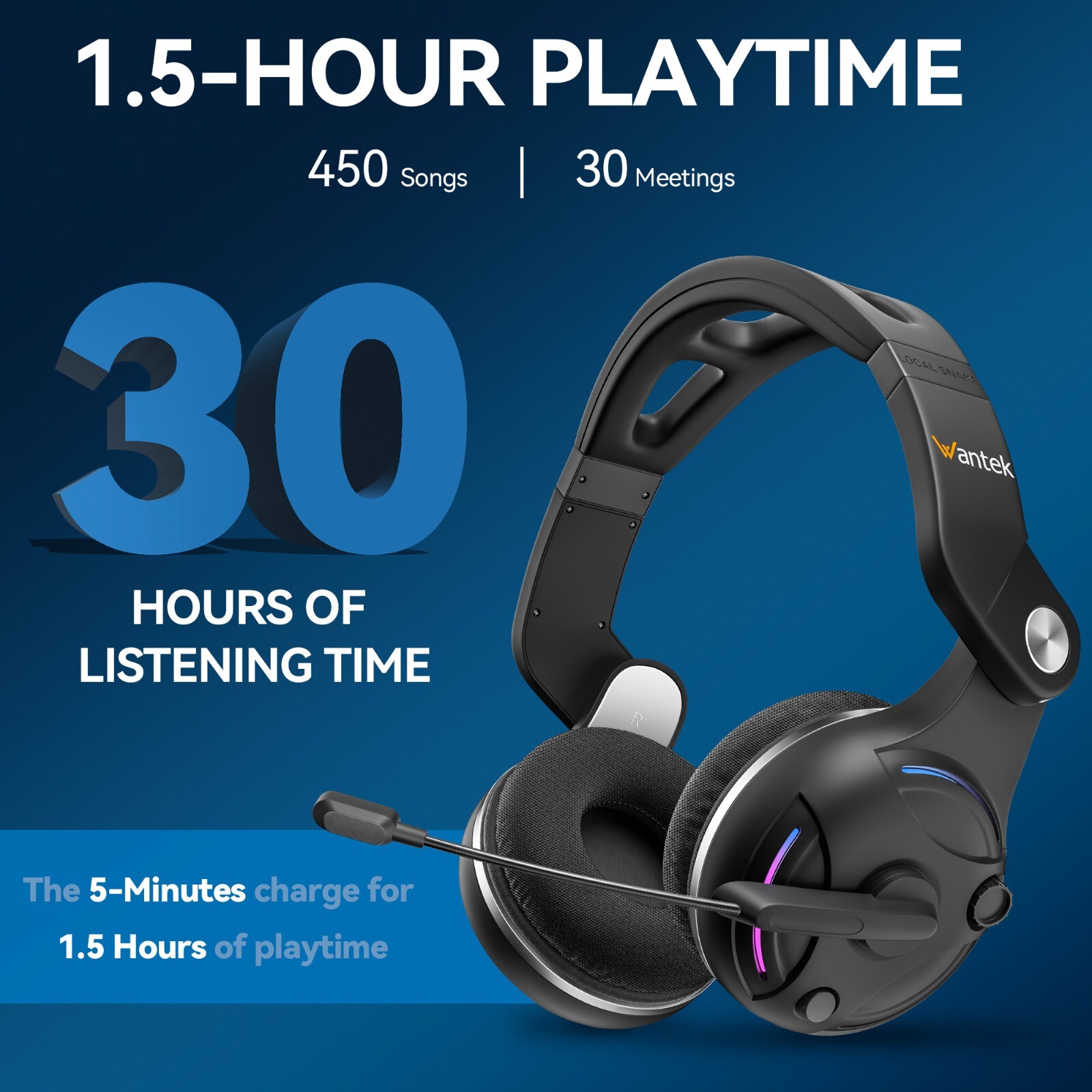 Headset Wireless Bluetooth 5.3 AI Noise Cancelling Mic For Phones PC