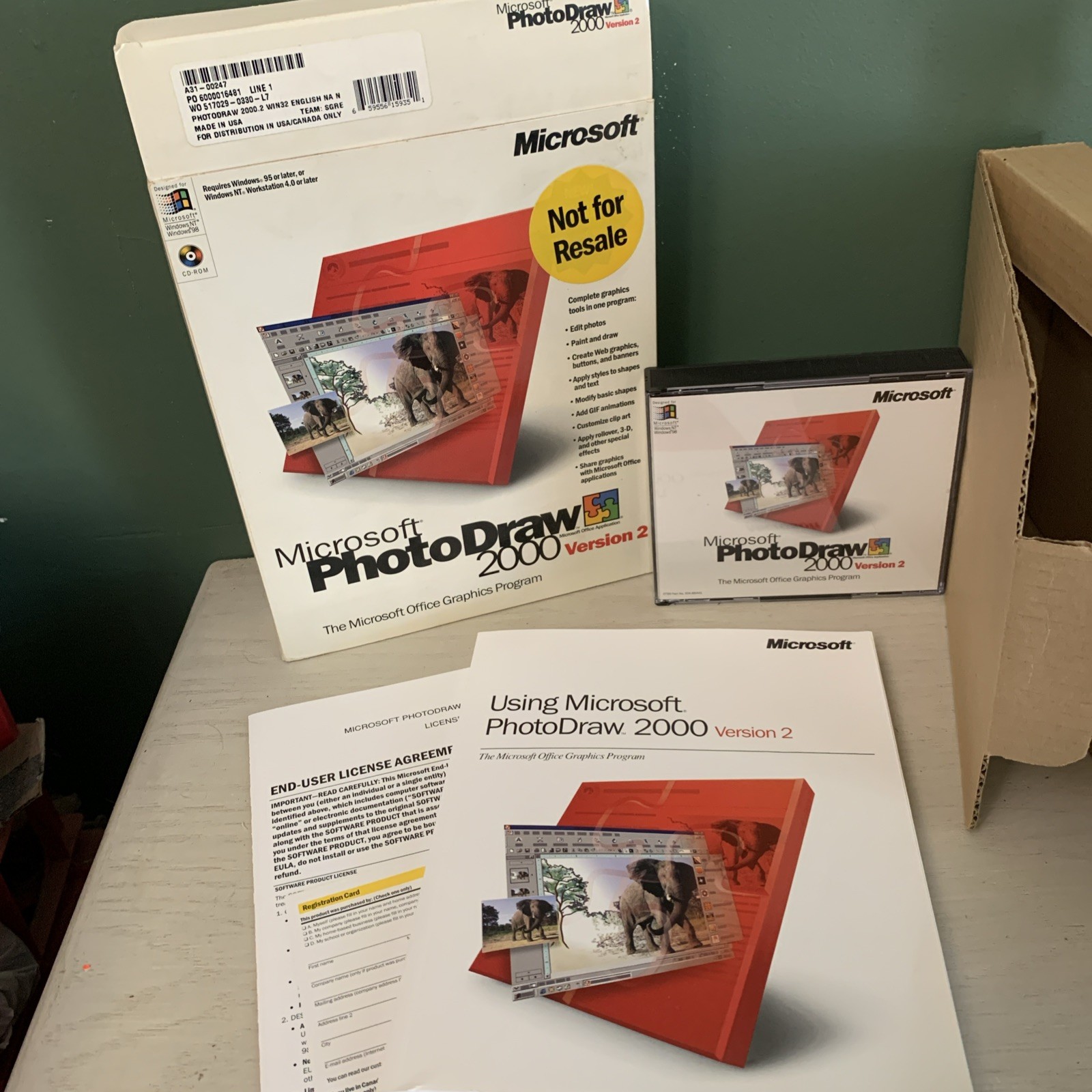 Microsoft PhotoDraw 2000 Version 2.0 – Open .MIX Files – 3 Disc Set – Open Box