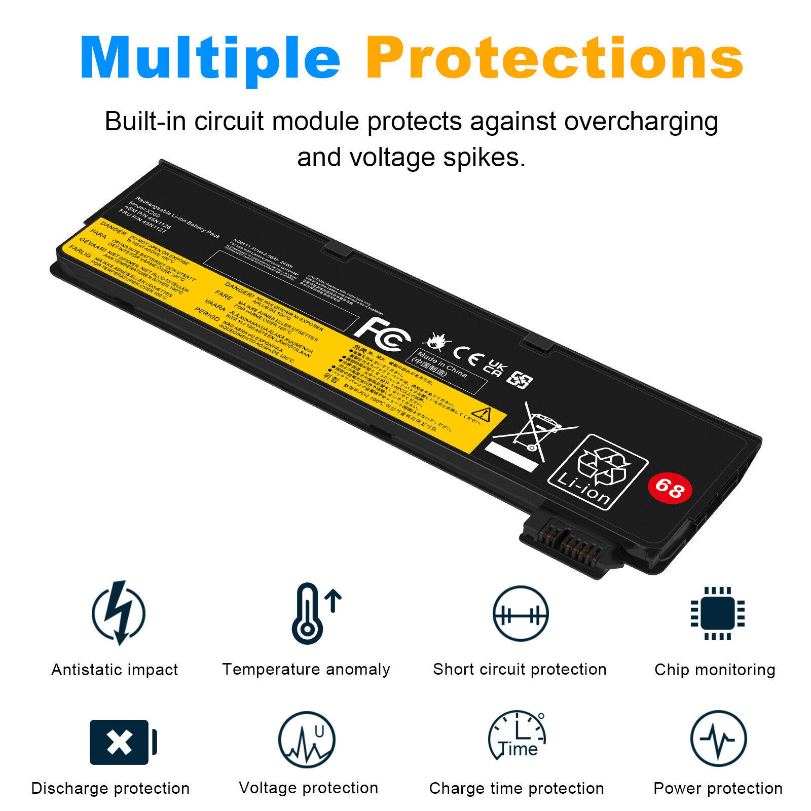 Battery for Lenovo ThinkPad X240 X250 X260 T440 T440S T450 45N1134 45N1776 68+