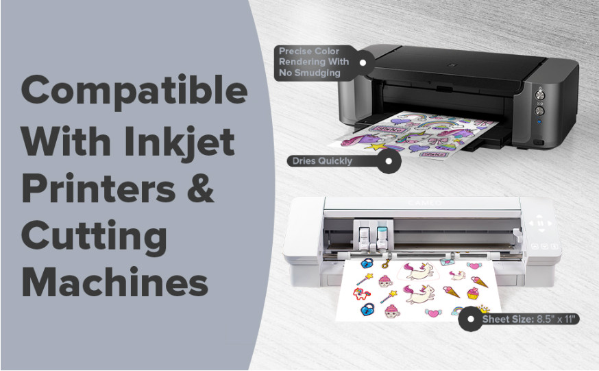 SIHL Premium Printable Glossy Vinyl Sticker Paper for Inkjet 75 Sheets 8.5″x11″