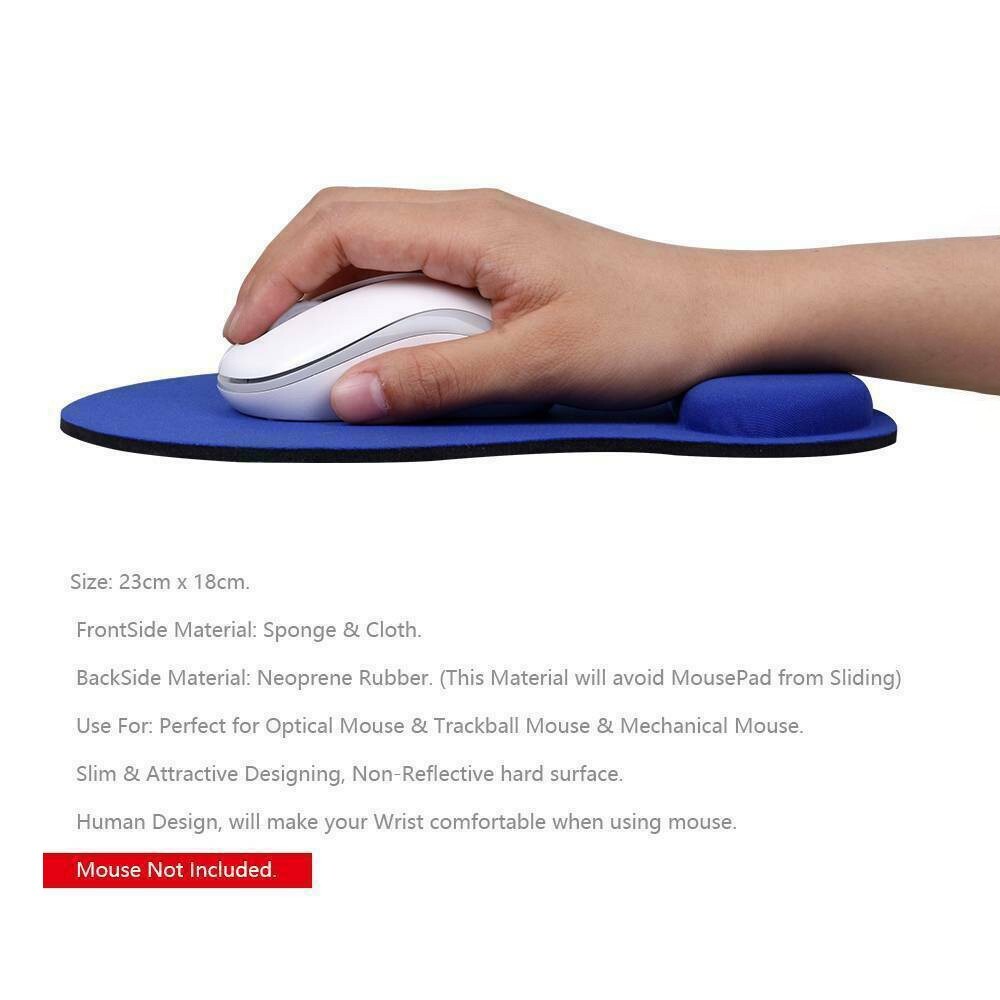 PC Mouse pad Ergonomic Comfortable Mat With Wrist Rest Support Gray Non Slip