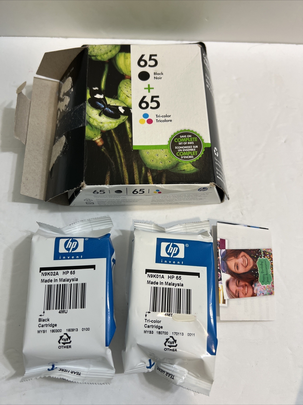 HP 65 (T0A36AN) Black & Tri-color Original Ink Cartridges Exp 09/18
