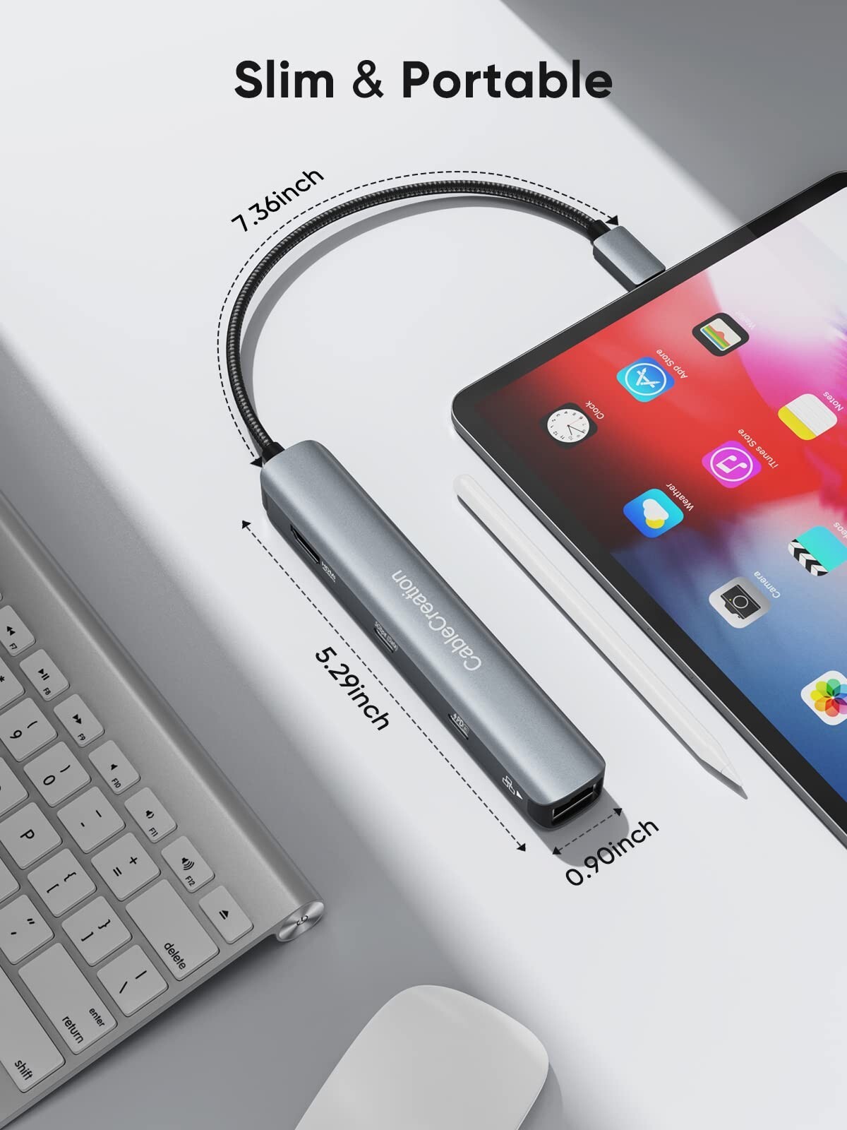 CableCreation 6-in-1 USB-C Hub 4K 60HZ HDMI, USB C Data Port, 1Gbps, USB 3.0