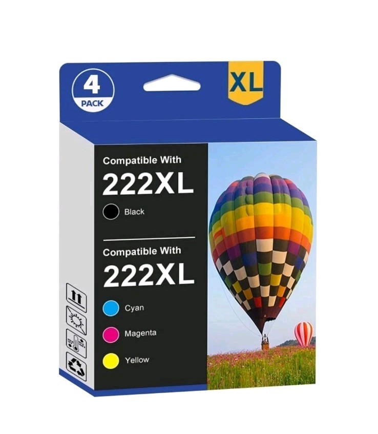 4 PK T222XL 222XL Replacement Ink Cartridges for Epson WF-2960 XP-5200 Printer