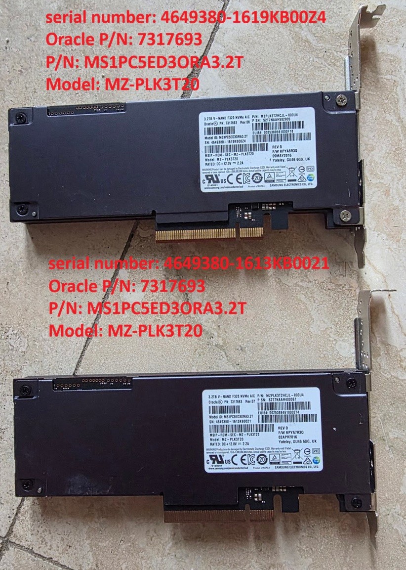 93%-99% HEALTH! Oracle SSD F320 (P/N 7317693) MZ-PLK3T20 MS1PC5ED3ORA3.2T 3.2TB