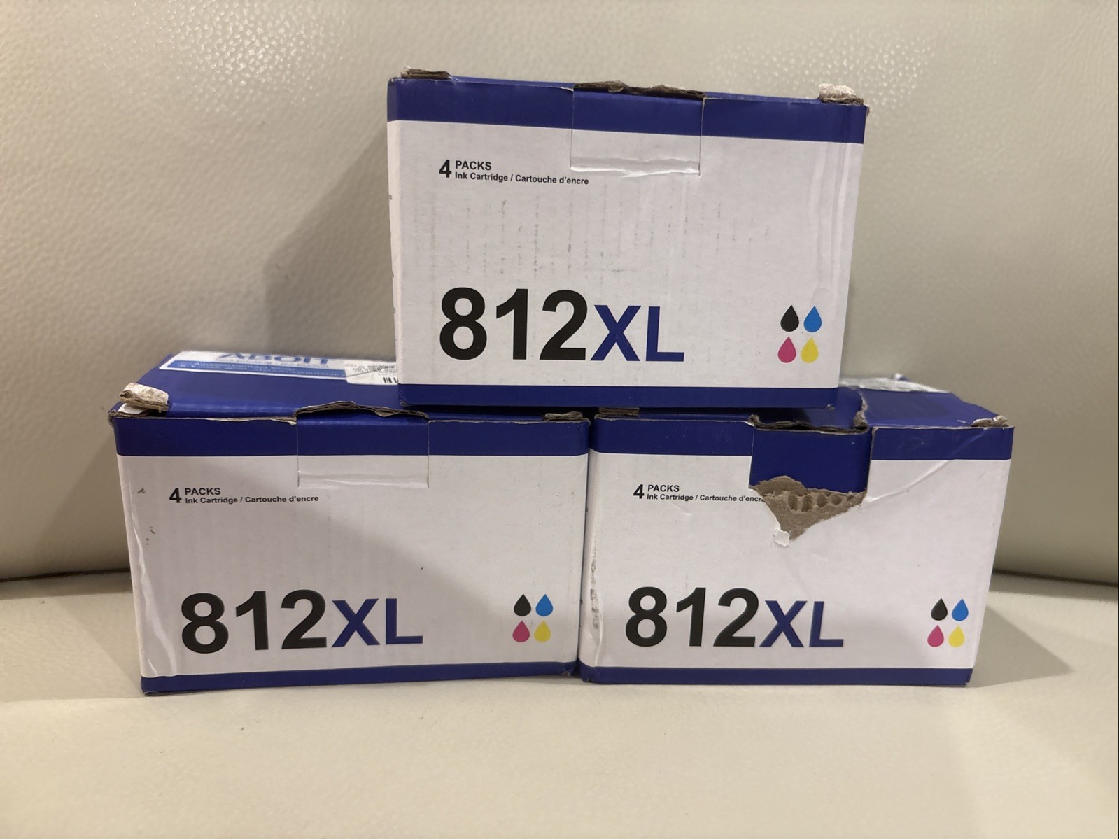 3 Pk~ 812XL 4 Color Ink Cartridges High Yield for Epson 812 XL