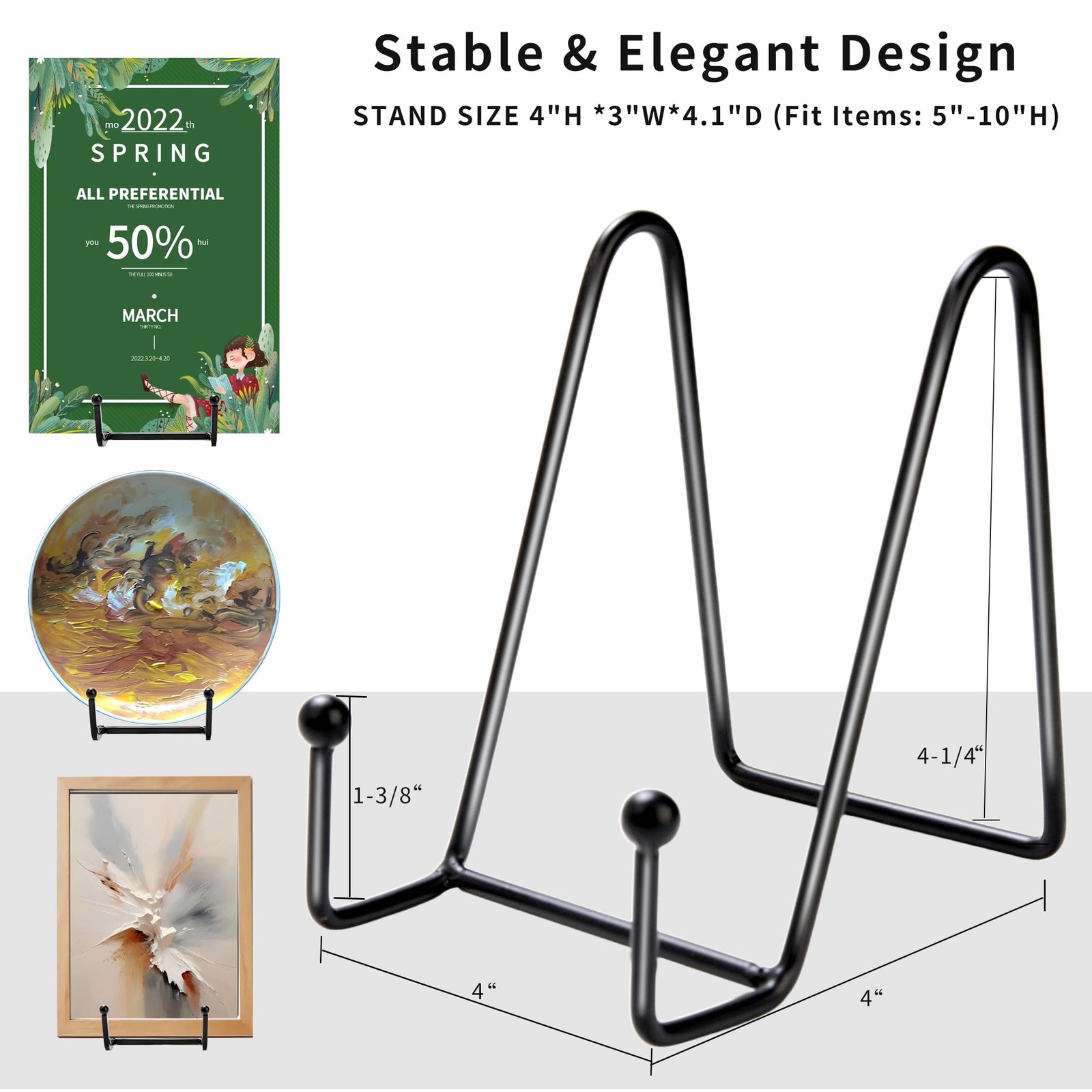 18 pcs 4.5in Plate Stands for Display,Metal Holders Display [‘Black’]