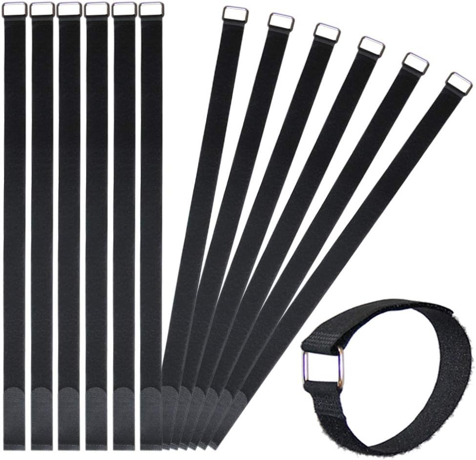 12 Pack 24 Inch Reusable Fastening Cable Straps Hook and Loop Cinch Ties Cord
